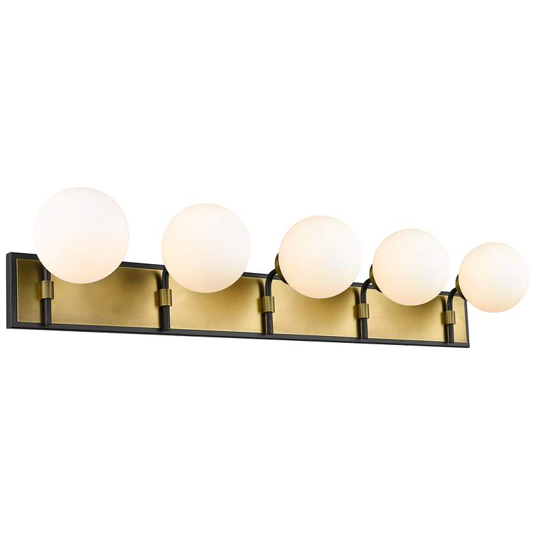 Image 1 Z-Lite Parsons 5 Light Vanity in Matte Black + Olde Brass