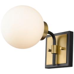 Z-Lite Parsons 7 3/4" High Matte Black and Brass Wall Sconce