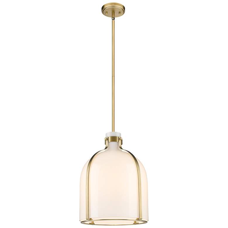 Image 1 Z-Lite Pearson 12 1/4" Wide Rubbed Brass Pendant Light