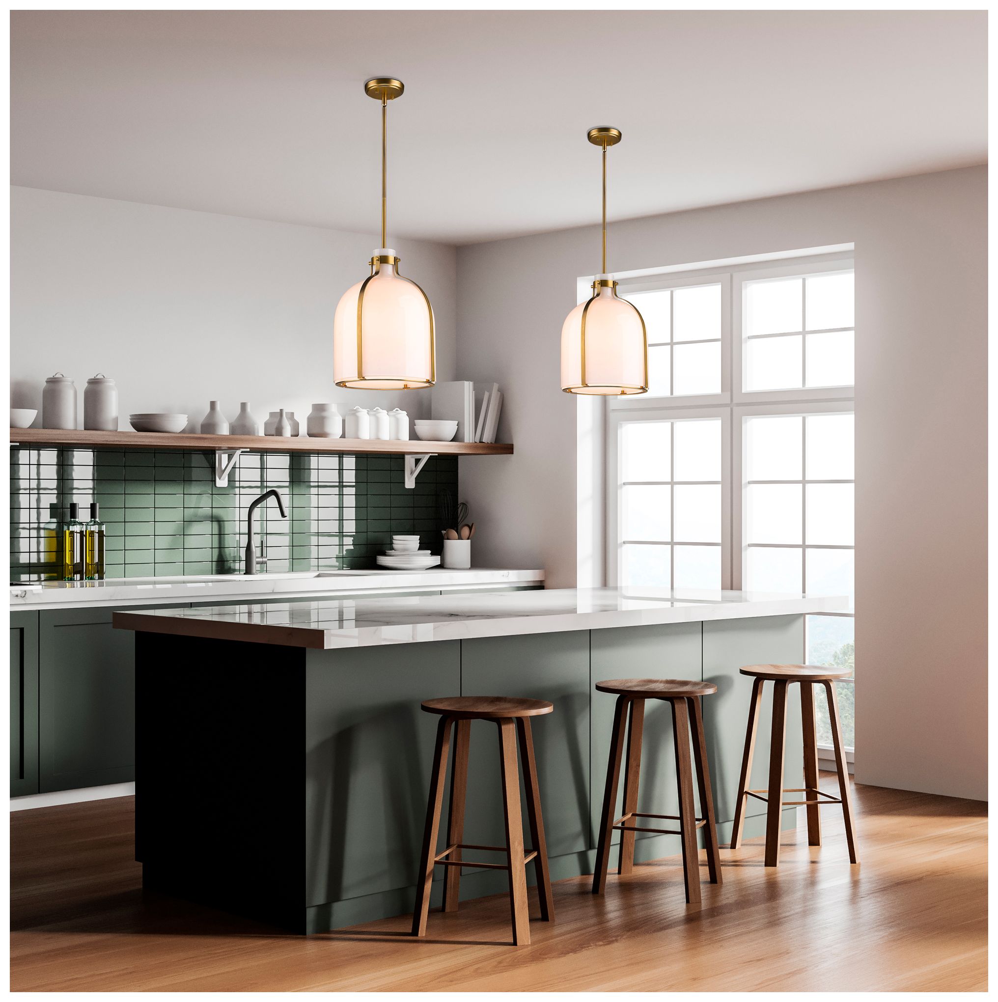 Image 3 Z-Lite Pearson 12 1/4" Wide Rubbed Brass Pendant Light more views