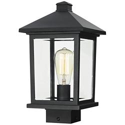 Z-Lite Portland 14 1/2" High Black Metal Outdoor Lantern Post Light