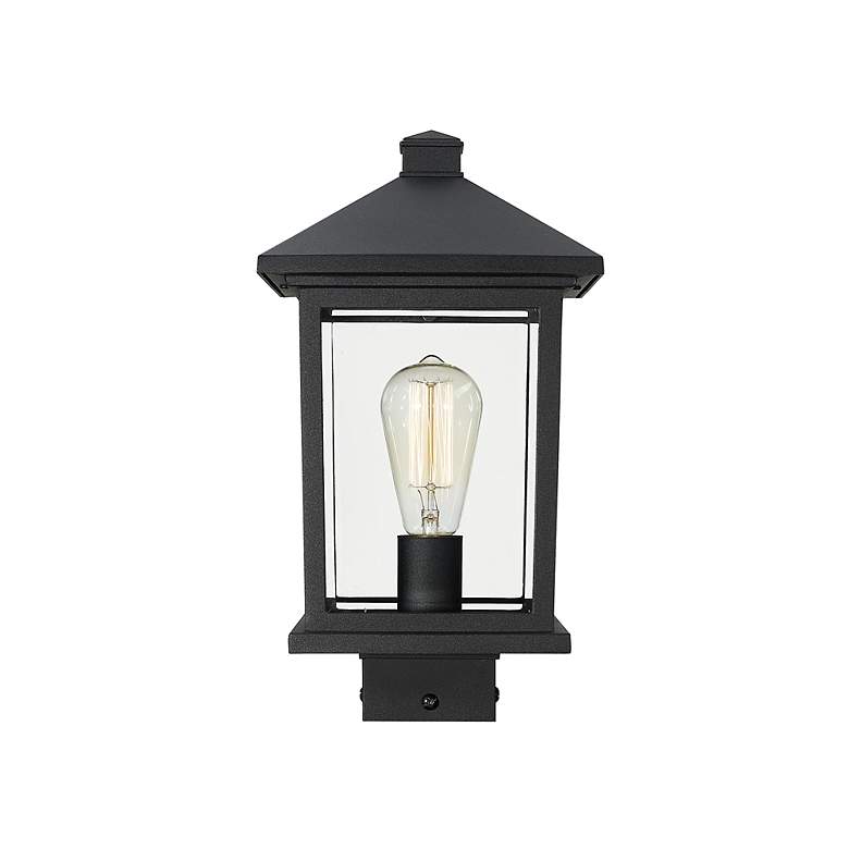 Image 2 Z-Lite Portland 14 1/2" High Black Metal Outdoor Lantern Post Light more views