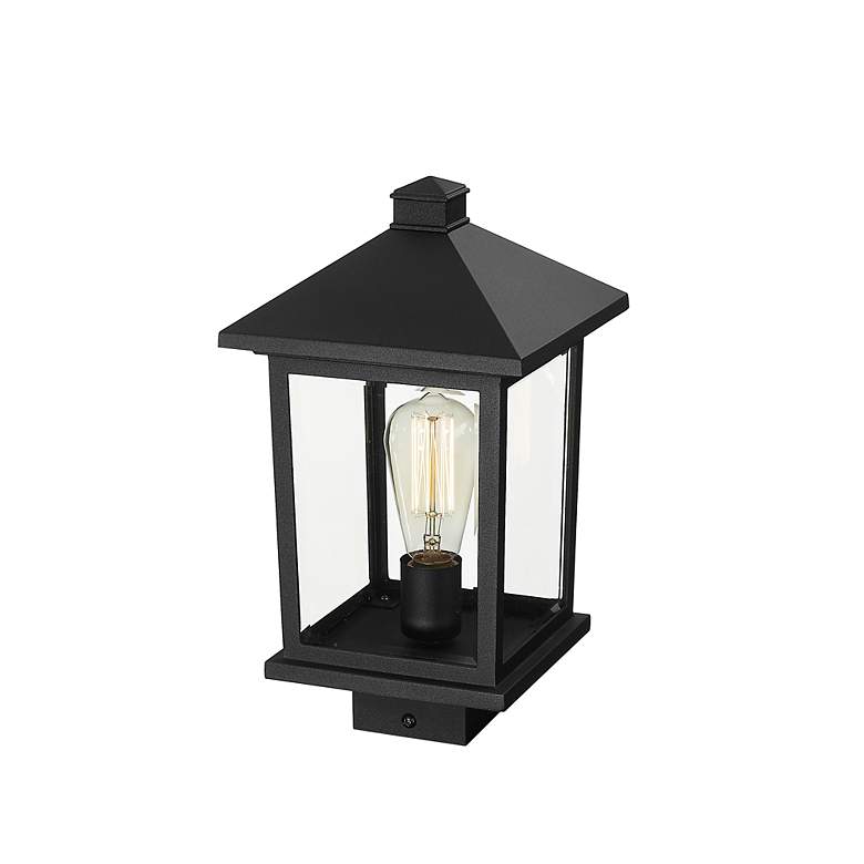 Image 3 Z-Lite Portland 14 1/2" High Black Metal Outdoor Lantern Post Light more views