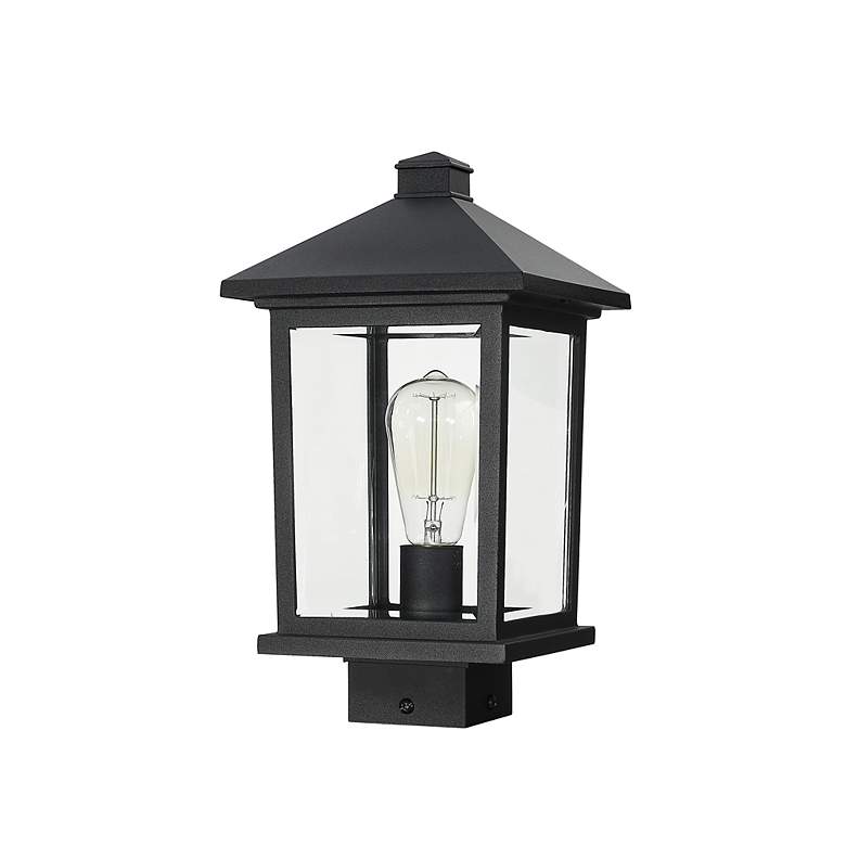 Image 5 Z-Lite Portland 14 1/2" High Black Metal Outdoor Lantern Post Light more views