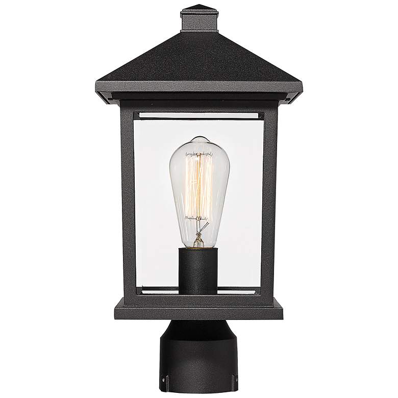 Image 3 Z-Lite Portland 16" High Black Metal Outdoor Post Light more views