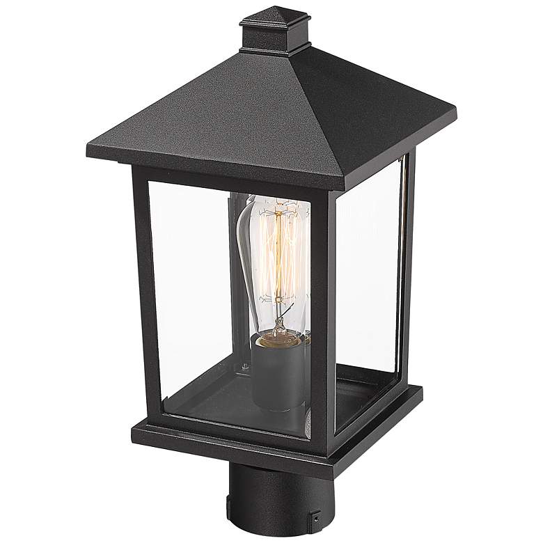 Image 4 Z-Lite Portland 16" High Black Metal Outdoor Post Light more views