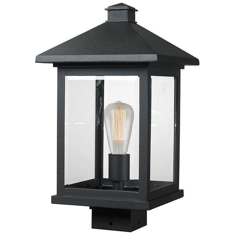 Image 1 Z-Lite Portland 17" High Black Finish Outdoor Lantern Post Light