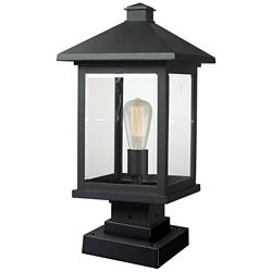 Z-Lite Portland 19 1/2" High Black Outdoor Lantern Pier Mount Light