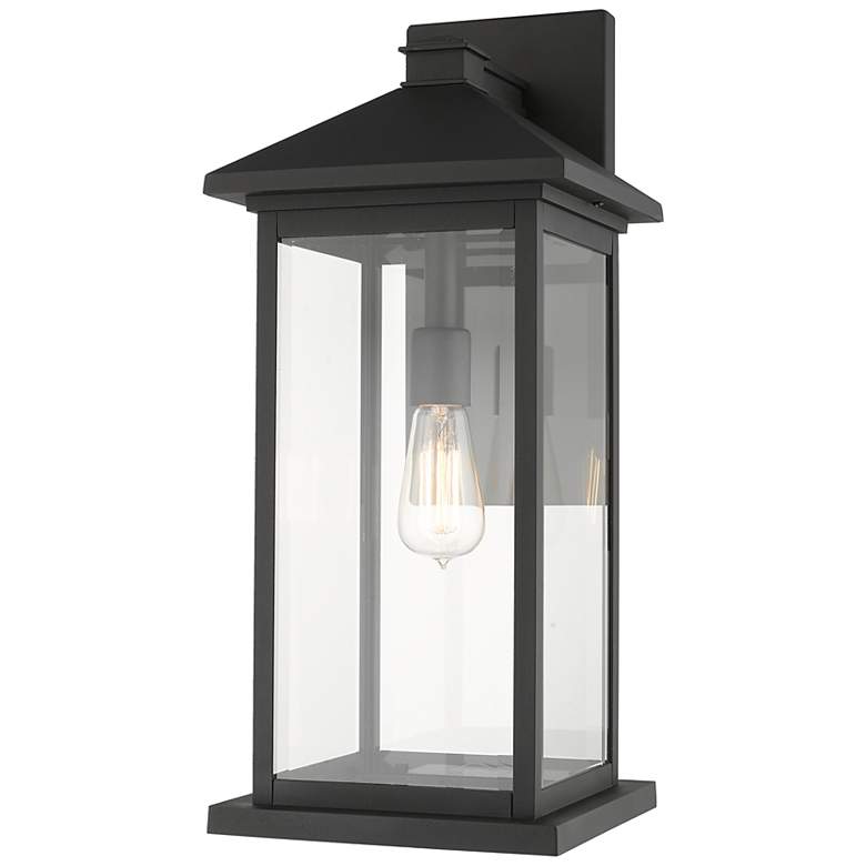 Image 2 Z-Lite Portland 22" High Black and Clear Glass Outdoor Wall Light