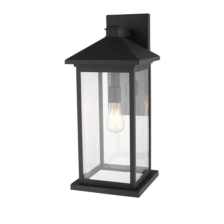 Image 6 Z-Lite Portland 22" High Black and Clear Glass Outdoor Wall Light more views