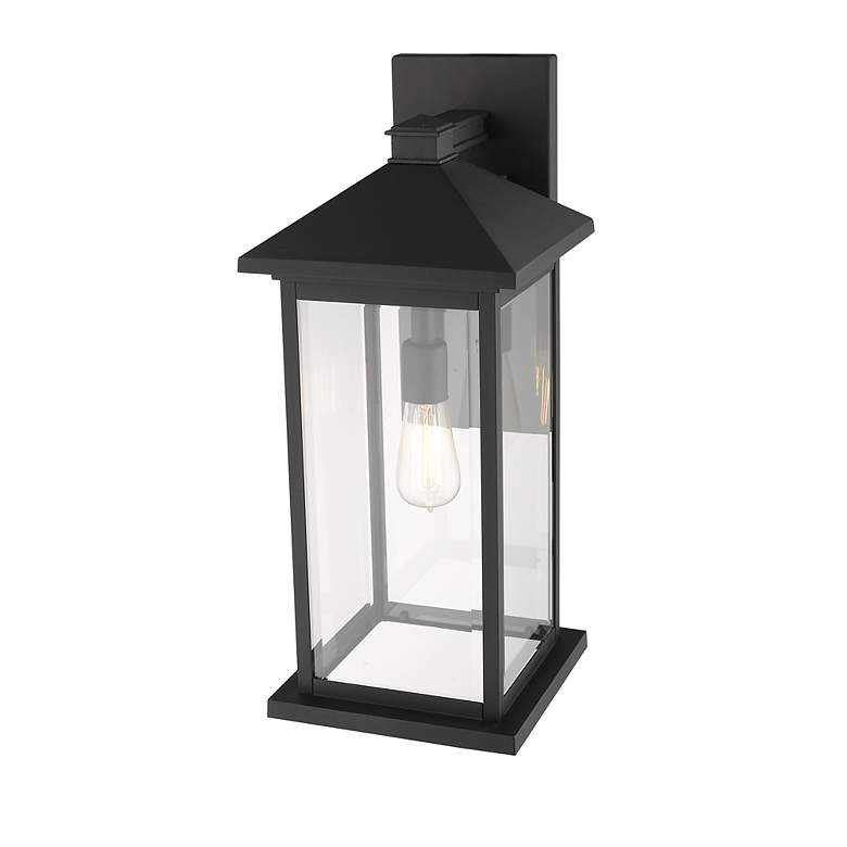 Image 7 Z-Lite Portland 22" High Black and Clear Glass Outdoor Wall Light more views