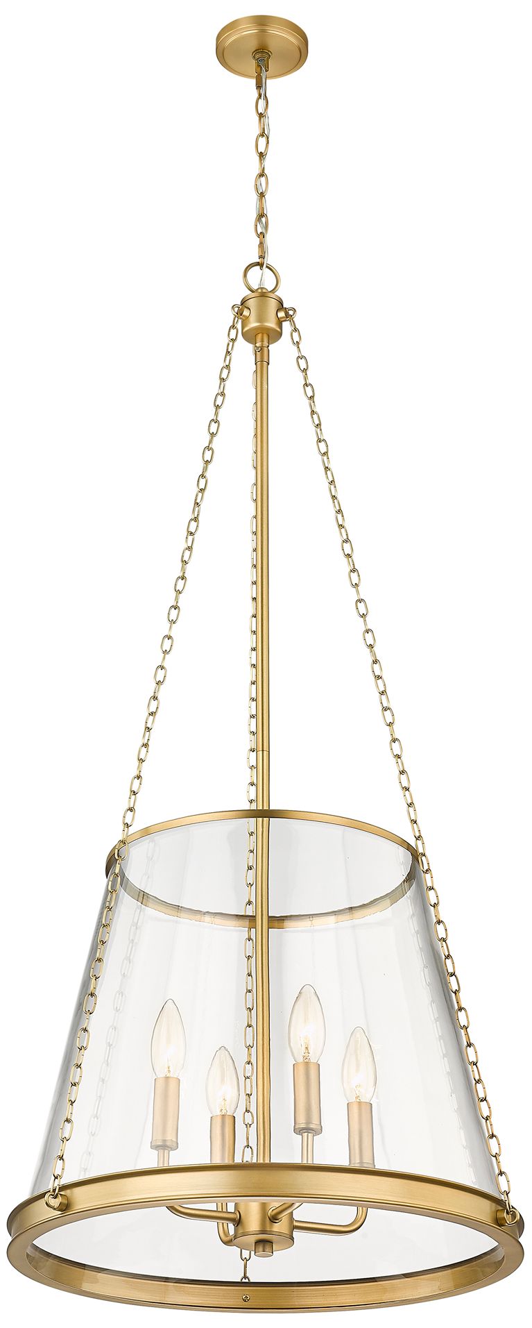 Thumbnail4 of Z-Lite Prescott 18" Wide Rubbed Brass Metal 4-Light Cone Pendant more views