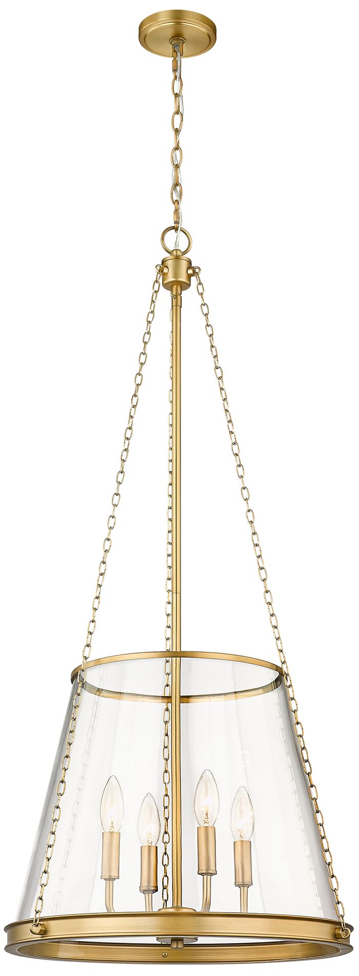 Z-Lite Prescott 18" Wide Rubbed Brass Metal 4-Light Cone Pendant