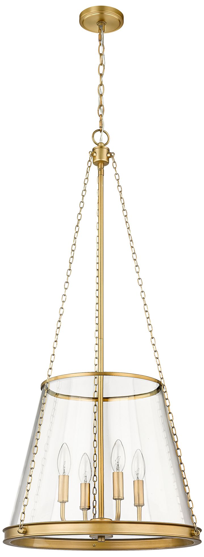 Z-Lite Prescott 18" Wide Rubbed Brass Metal 4-Light Cone Pendant in scene