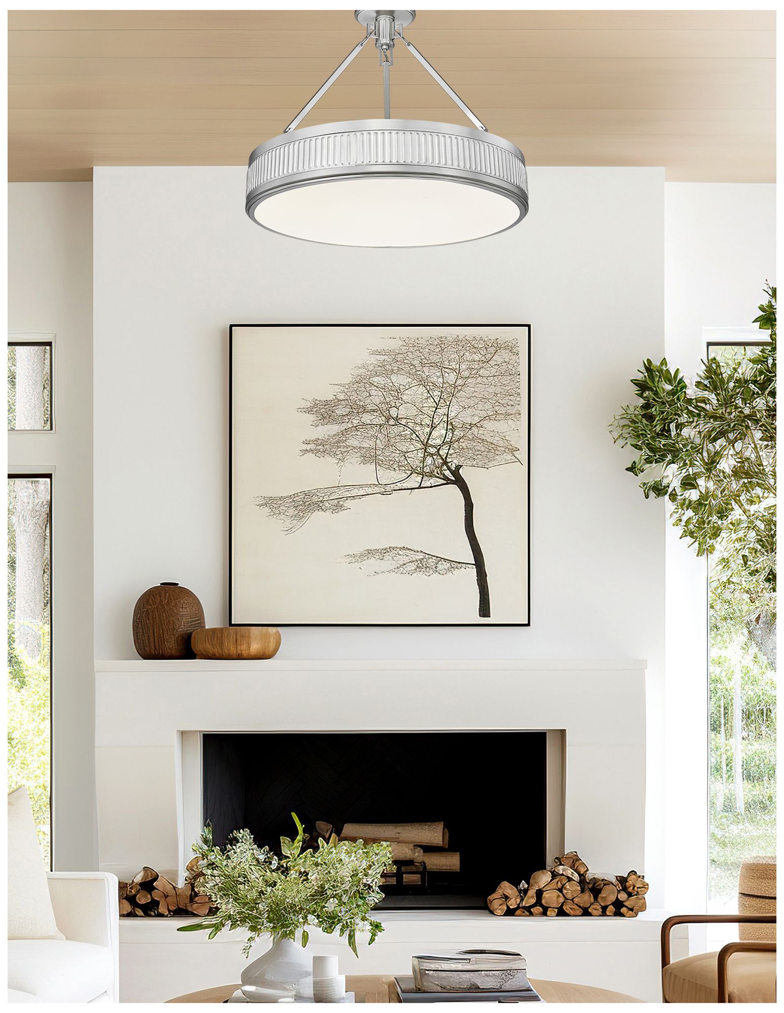 Image 7 Z-Lite Quinn LED-Integrated 26 inch Satin Nickel 3 Light Semi Flush Mount more views