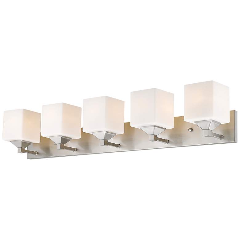 Image 1 Z-Lite Quube 38 1/2" Wide 5-Light Modern Brushed Nickel Bath Fixture