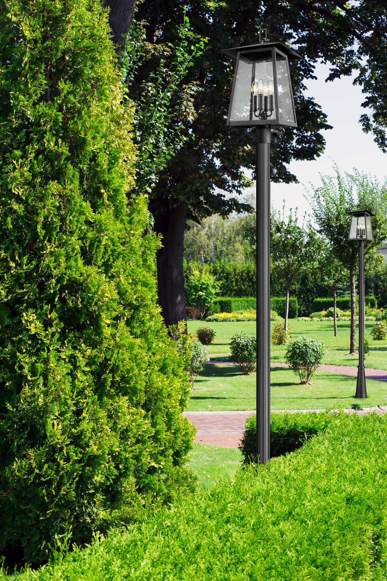 Image 4 Z-Lite Rainer 118 1/4"H Black Outdoor Post Light with Base more views