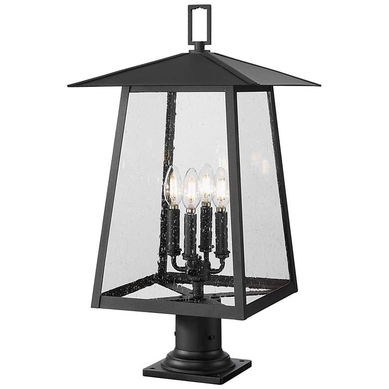 Image 1 Z-Lite Rainer 26 1/4" High Black 4-Light Outdoor Pier Light