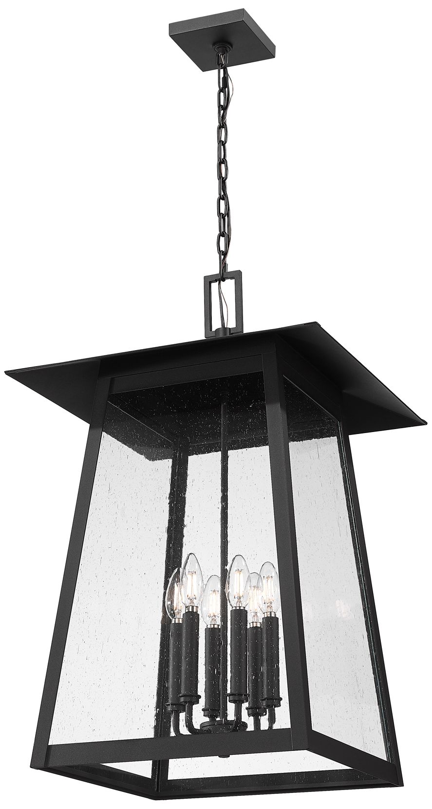 Image 4 Z-Lite Rainer 28" High Black 6-Light Outdoor Hanging Light more views