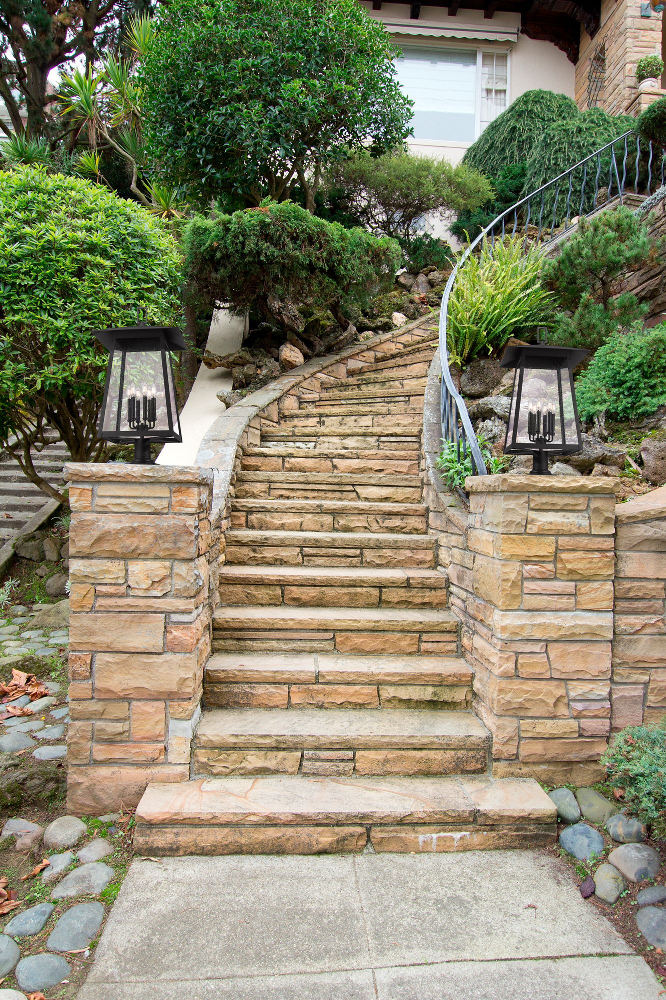 Image 2 Z-Lite Rainer 33 1/2" High Black 6-Light Outdoor Pier Light more views