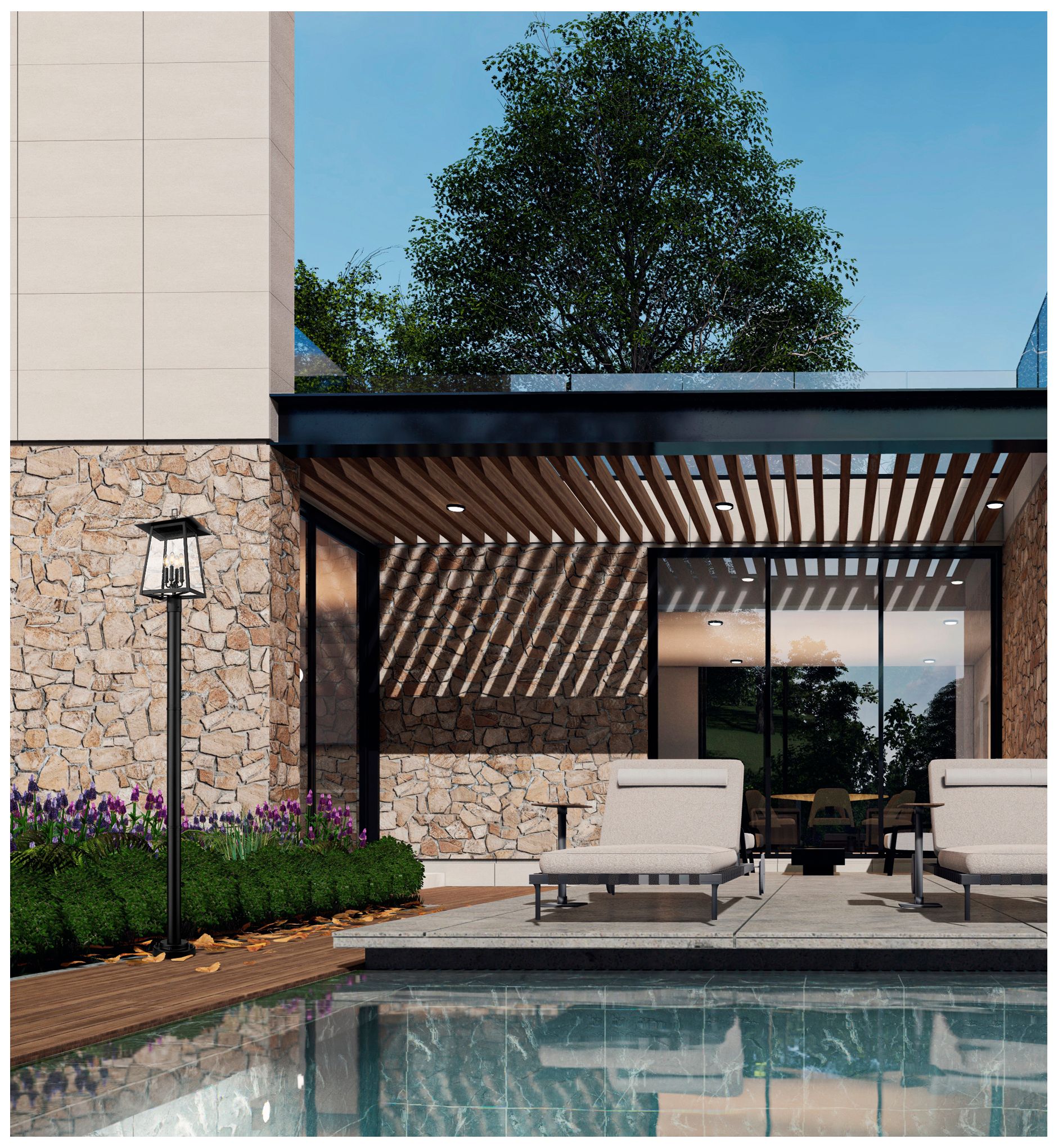 Image 2 Z-Lite Rainer 98" High Black Outdoor Post Light with Base more views