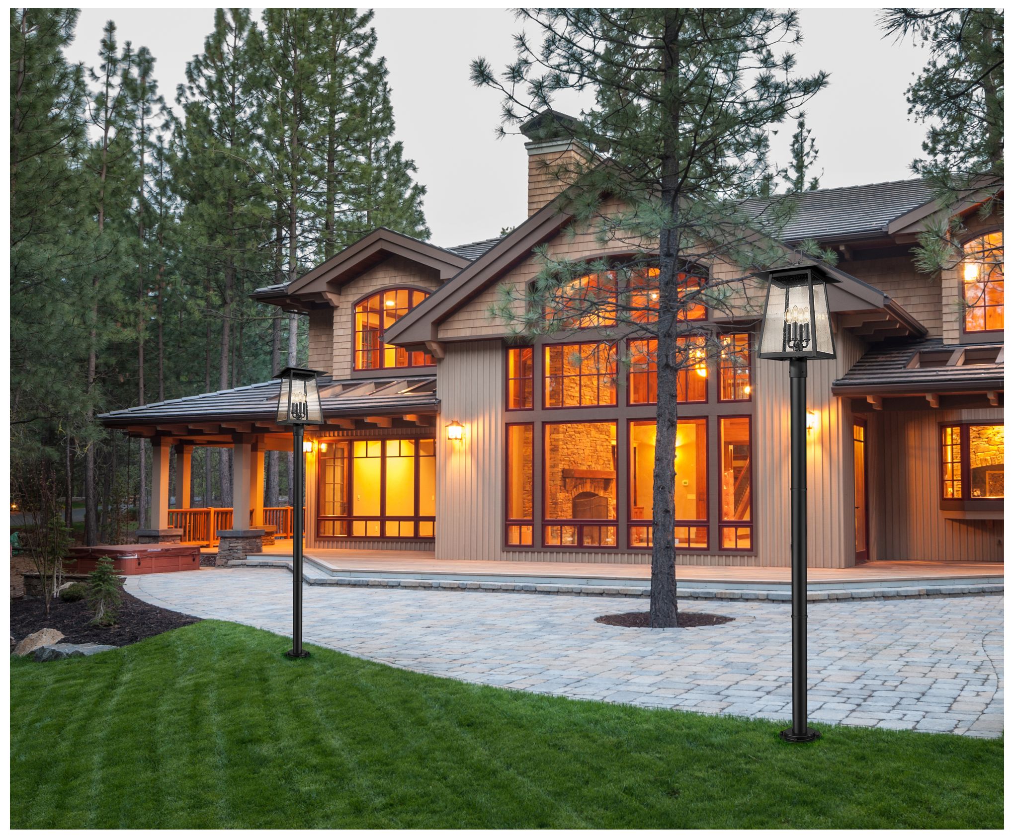 Image 3 Z-Lite Rainer 98" High Black Outdoor Post Light with Base more views