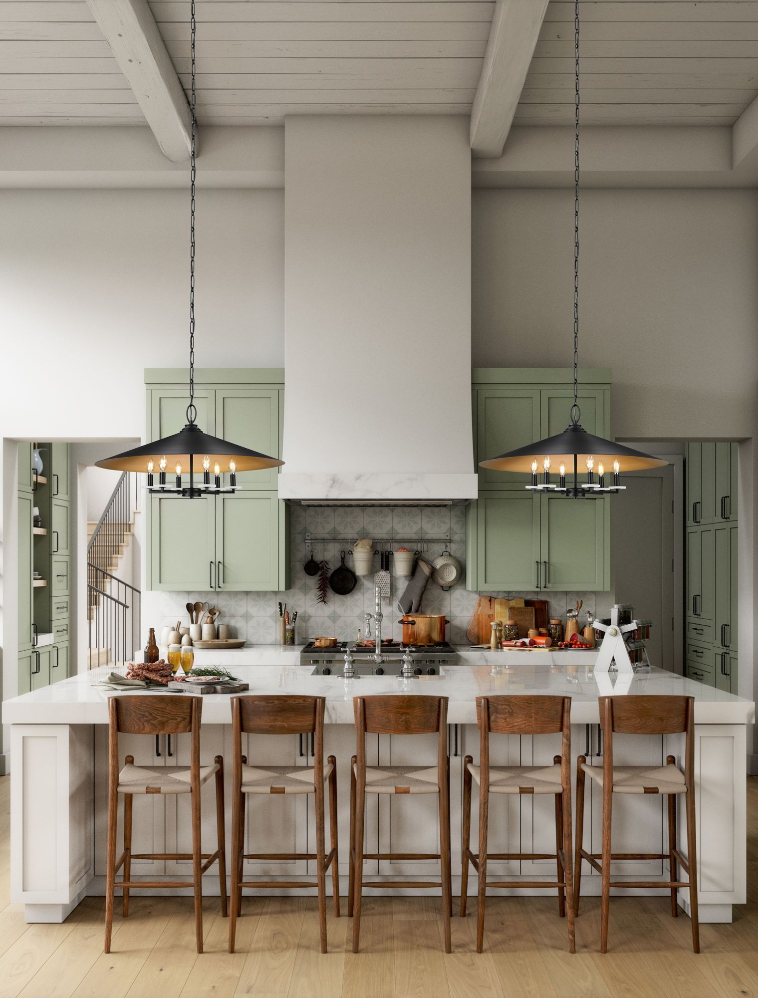 Z-Lite Rialto 32" Wide Matte Black 6-Light Chandelier