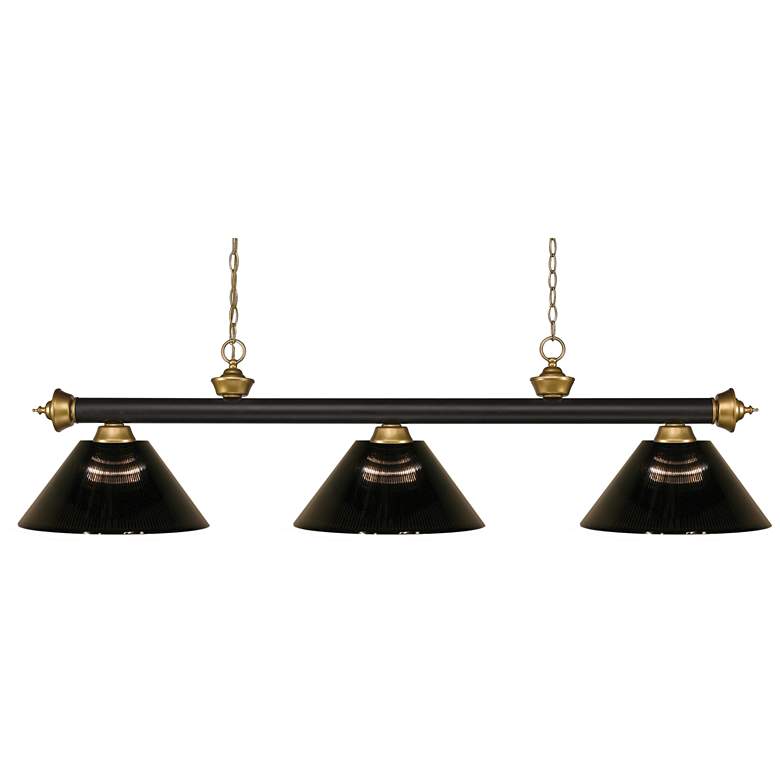 Image 1 Z-Lite Riviera 57" Bronze and Satin Gold Black Glass Billiard Light