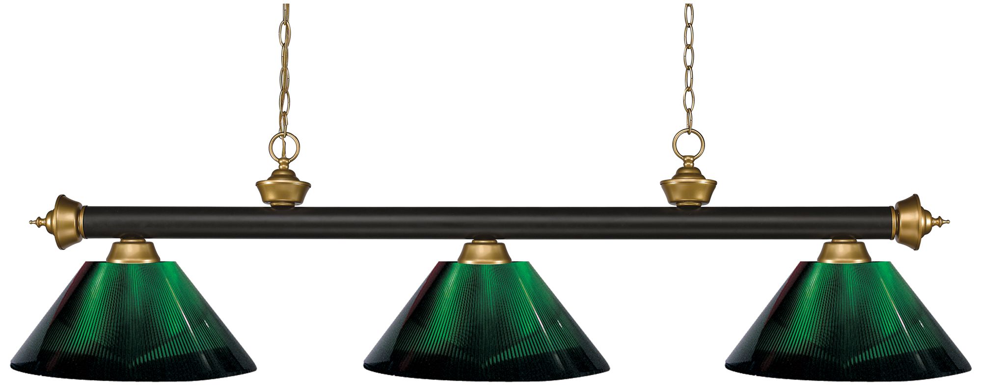 Z-Lite Riviera 57" Bronze and Satin Gold Green Billiard Light