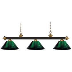 Z-Lite Riviera 57" Bronze and Satin Gold Green Billiard Light