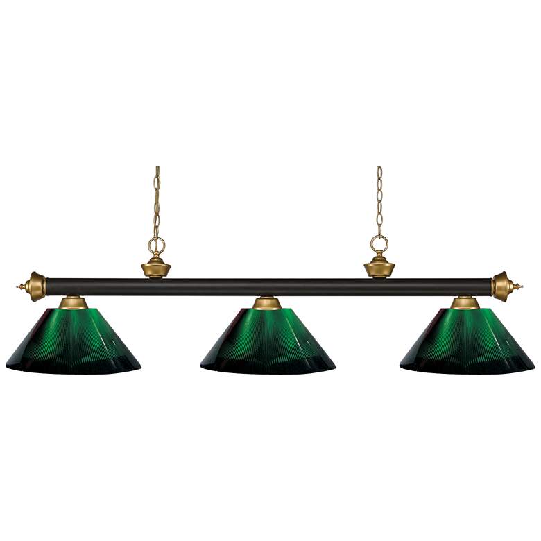 Image 1 Z-Lite Riviera 57" Bronze and Satin Gold Green Glass Billiard Light