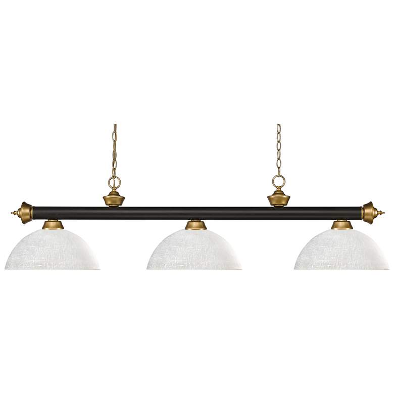 Image 1 Z-Lite Riviera 57" Bronze Satin Gold 3-Light Dome Glass Billiard Light