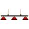 Z-Lite Riviera 57" Bronze Satin Gold and Red 3-Light Billiard Light