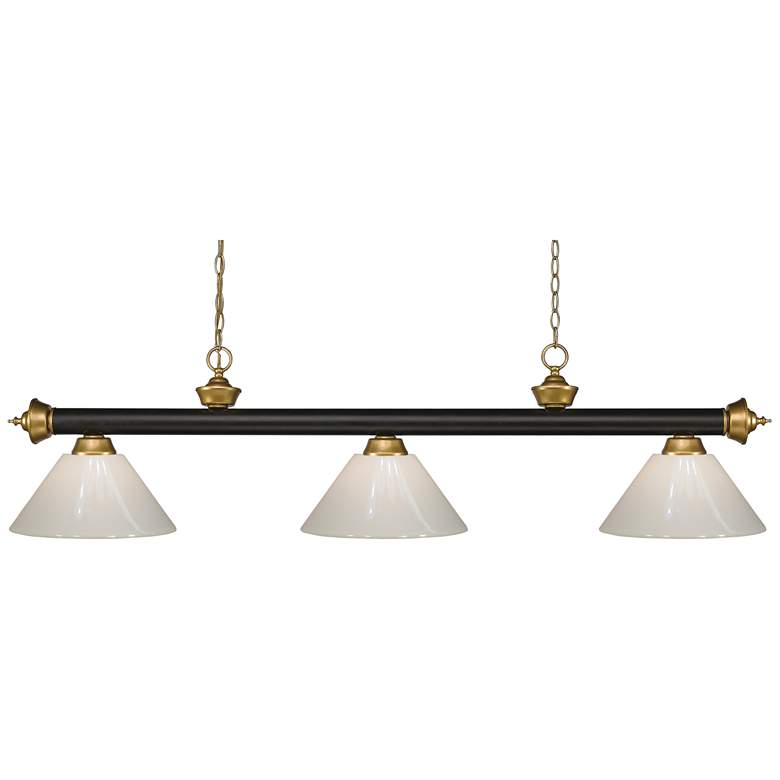 Image 1 Z-Lite Riviera 57" Bronze Satin Gold White Glass Pool Billiard Light