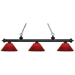 Z-Lite Riviera 57" Matte Black and Red 3-Light Billiard Light
