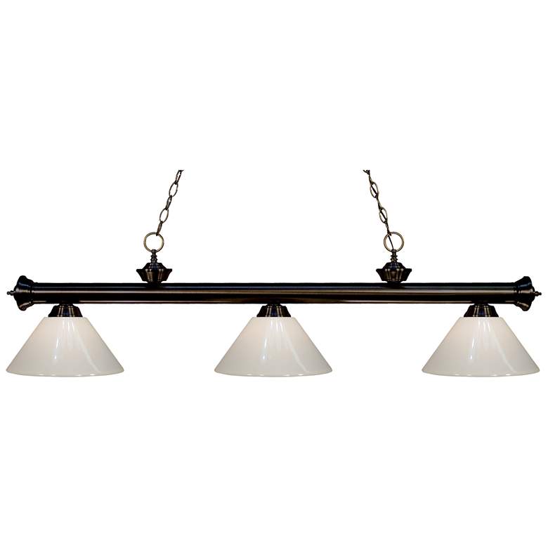 Image 1 Z-Lite Riviera 57" Wide 3-Light White Glass and Bronze Billiard Light