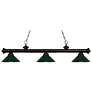 Z-Lite Riviera 57" Wide Bronze and Green 3-Light Billiard Light