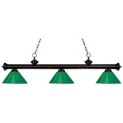 Z-Lite Riviera 57" Wide Bronze and Green 3-Light Billiard Light