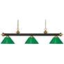 Z-Lite Riviera 57" Wide Bronze and Satin Gold Green Billiard Light