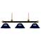 Z-Lite Riviera 57" Wide Bronze Gold 3-Light Blue Cone Billiard Pendant