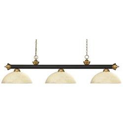 Z-Lite Riviera 57" Wide Bronze Gold Glass Dome Light Billiard Pendant