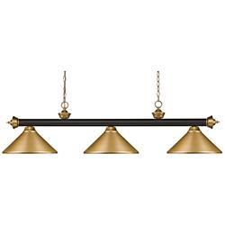Z-Lite Riviera 57" Wide Bronze Satin Gold Metal Shade Billiard Light