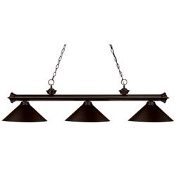 Z-Lite Riviera 57" Wide Dark Bronze Metal Shade 3-Light Billiard Light