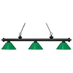 Z-Lite Riviera  57" Wide Matte Black and Green 3-Light Billiard Light