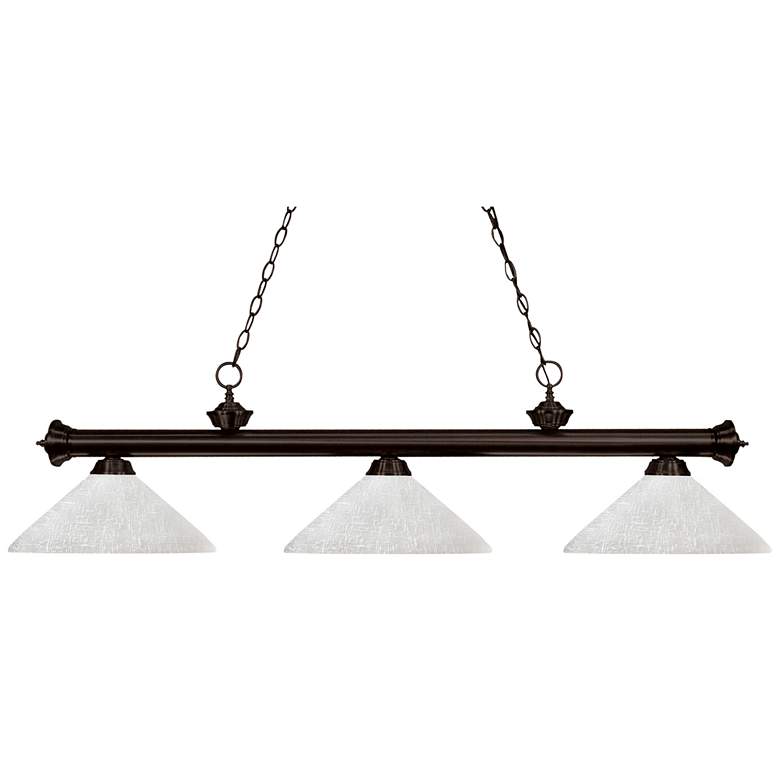 Image 1 Z-Lite Riviera 57" Wide White Glass and Bronze 3-Light Billiard Light