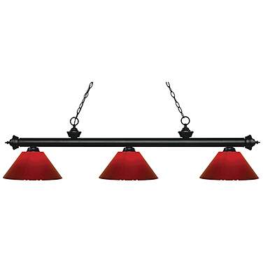Z-Lite Riviera 57" Matte Black and Red 3-Light Billiard Light