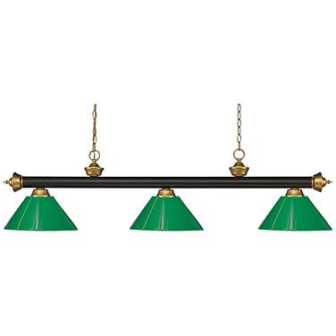 Z-Lite Riviera 57" Wide Bronze and Satin Gold Green Billiard Light