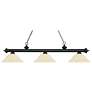 Z-Lite Riviera 59" Matte Black Gold Glass 3-Light Billiard Pendant