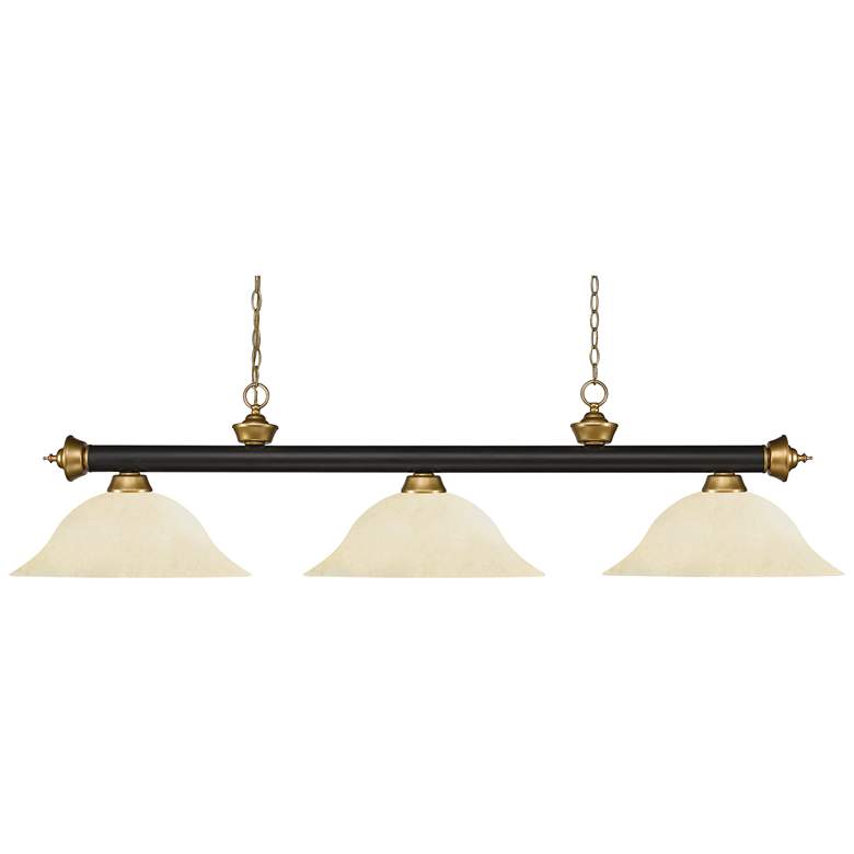 Image 1 Z-Lite Riviera 59" Wide Bronze and Satin Gold 3-Light Billiard Light