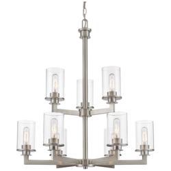 Z-Lite Savannah 29" Wide Brushed Nickel Tiered 9-Light Chandelier